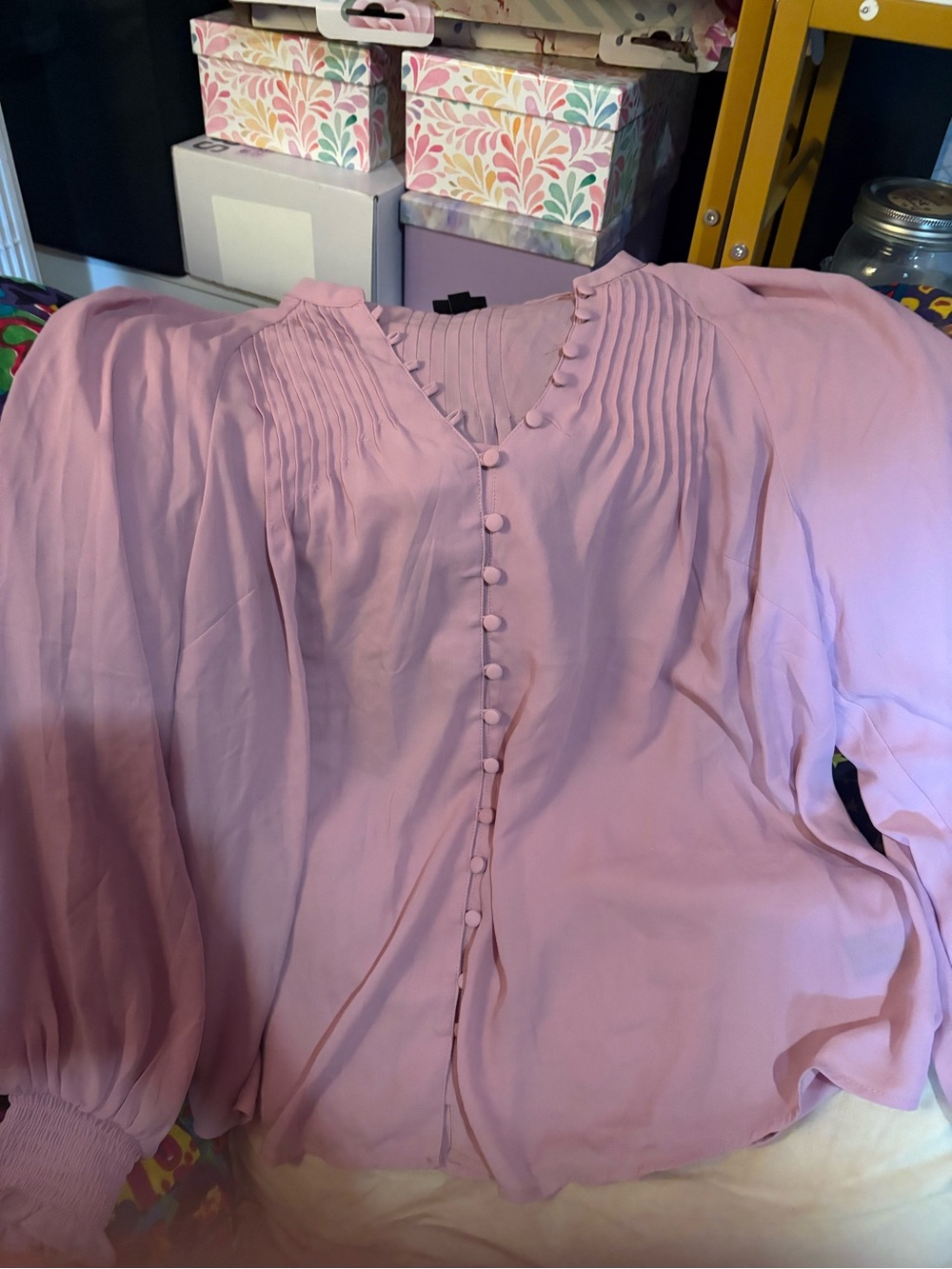 torrid Light Pink V-Neck Button-Front Blouse